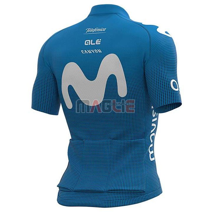 Maglia Movistar Manica Corta 2020 Bianco Blu